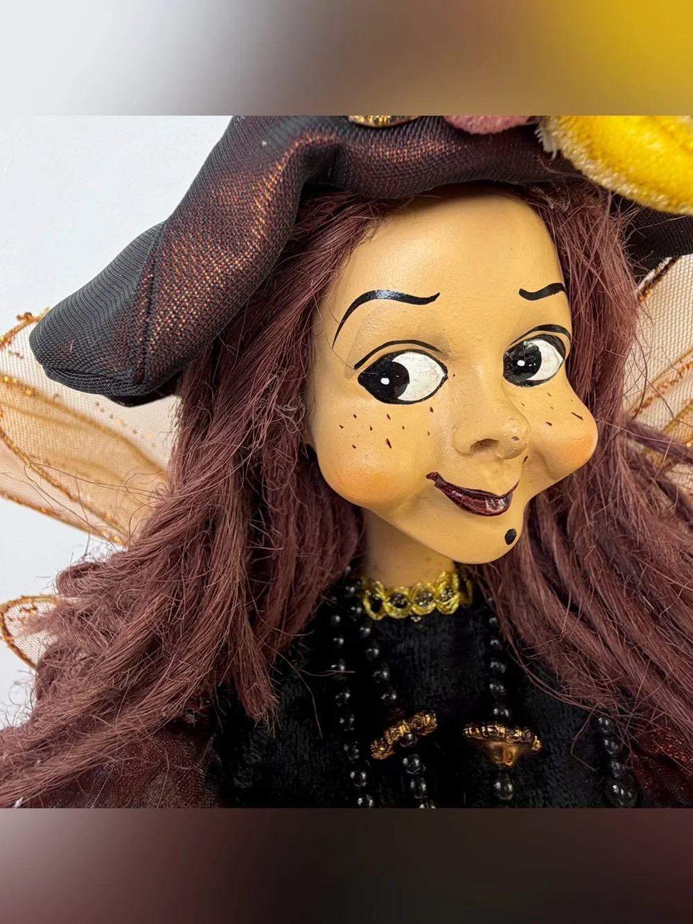 Show Stoppers Halloween Fairy Witch Doll Porcelain Head Posable 16” Vintage